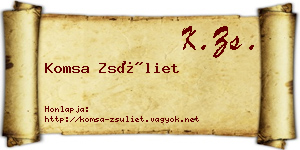 Komsa Zsüliet névjegykártya
